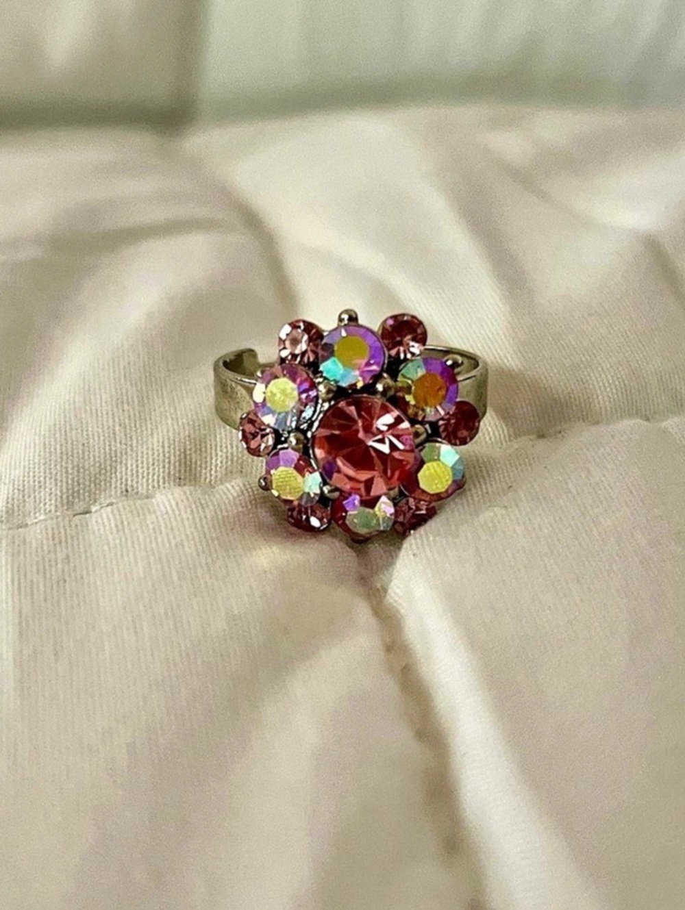 Pink & Purple Crystal Statement Ring Like New